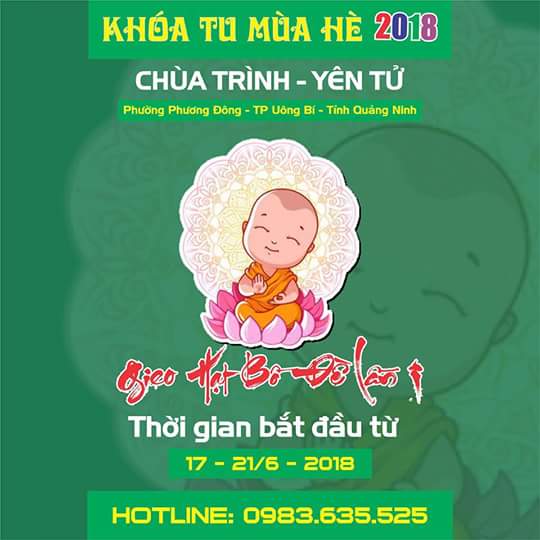 Chùa Trình Yên Tử  thông báo khóa tu mùa hè 2018 